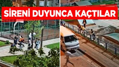 Sokağa çıkma yasağına uymayan çocuklar polisi görünce kaçtı