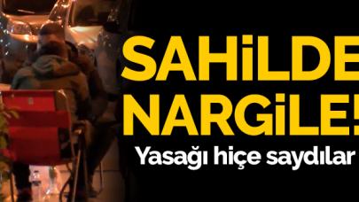 Yasağı hiçe sayıp sahilde nargile içtiler