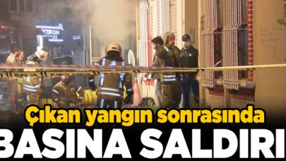 Kapalı restoran yandı, çalışanlardan basına saldırı!