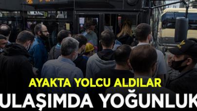 Yenibosna'da minibüs ve otobüsler ayakta yolcu aldı