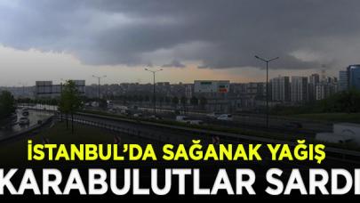 İstanbul üzerinde kara bulutlar ve yağmur