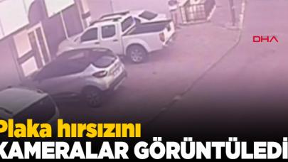 Beylikdüzü'nde otomobilin plakasını çalan hırsız kamerada