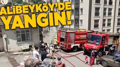 Alibeyköy'deki yangında üst dairedekiler mahsur kaldı