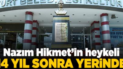 Esenyurt'ta Nazım Hikmet'in heykeli 14 yıl sonra yerine taşındı