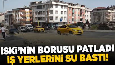 İSKİ'nin patlayan borusu sebebiyle iş yerlerini su bastı