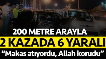 TEM'de 200 metre ara ile yaşanan 2 kazada 6 yaralı