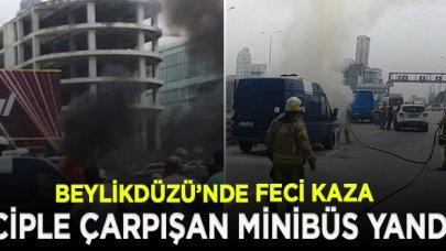 Beylikdüzü'nde ciple minibüs çarpıştı! Ortalık yangın yerine döndü