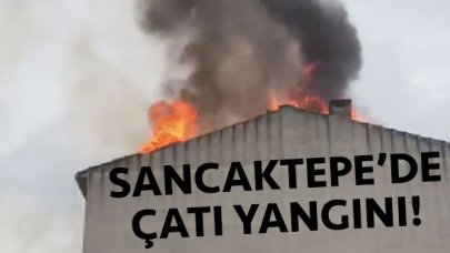 Sancaktepe'deki binada çatı alev alev yandı!