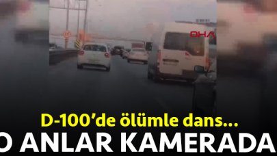 Maltepe D-100'de makas atarak ilerleyen sürücü kamerada