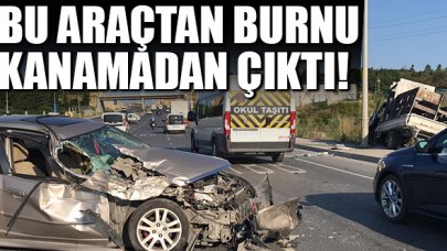 Samet Dursun hurdaya dönen araçtan burnu kanamadan çıktı