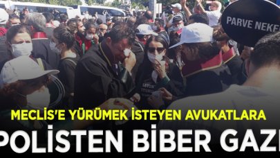 Meclis'e yürümek isteyen avukatlara polisten biber gazlı müdahale