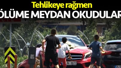 Sultangazi'de çocuklar ölüme meydan okuyor! Gelin arabalarının önüne atladılar