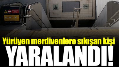 Metrodaki yürüyen merdivende sıkışan kadın yaralandı