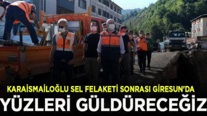 Bakan Karaismailoğlu sel felaketi sonrası Giresun'da incelemelerde bulundu