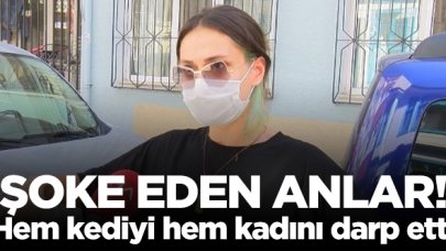 Kadıköy'de şoke eden anlar! Hem kediyi hem de kadını darp etti