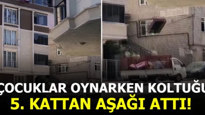 Arnavutköy'de akılalmaz görüntü; 5. kattan koltuğu böyle yere attılar