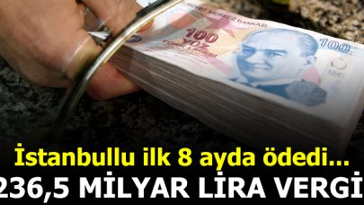 İstanbullu 236,5 milyar lira vergi ödedi