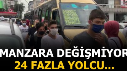 Küçükçekmece'deki minibüsten 24 fazla yolcu çıktı