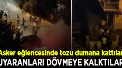 Asker eğlencesinde tozu dumana kattılar, tepki göstereni dövmeye kalkıştılar