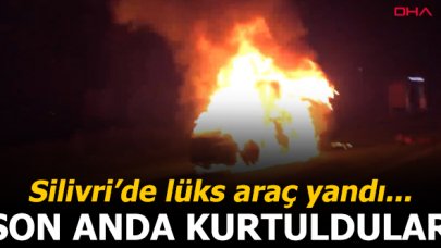 Silivri'de lüks araç yandı! İki kişi son anda kurtuldu...