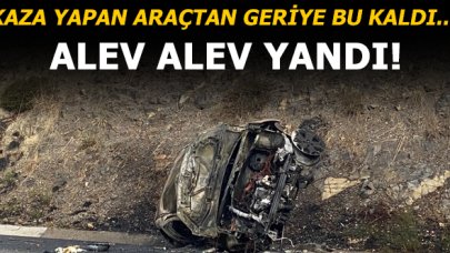 Ümraniye'de kaza yapan araç alev alev yandı!