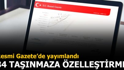 13 ildeki 34 taşınmaz için özeleştirme kararı Resmi Gazete'de