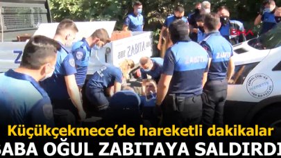 Küçükçekmece'de seyyar satıcı zabıta arbedesi