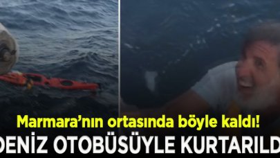 Marmara'nın ortasında kanosuna sarılmış yardım bekliyordu; Deniz otobüsüyle kurtarıldı