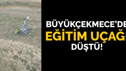 Büyükçekmece'de AYJET'e ait eğitim uçağı düştü!