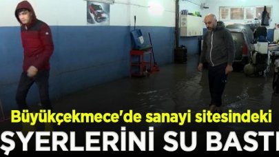 Büyükçekmece'de sanayi sitesindeki işyerlerini su bastı