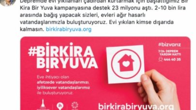 Bir Kira Bir Yuva kampanyasına destek 23 milyonu aştı