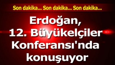 Erdogan, Cumhurbaşkanlığı Külliyesi'ndeki 12. Büyükelçiler Konferansı'nda konuşuyor