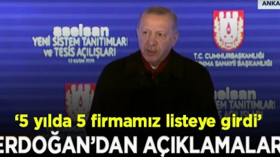 Erdoğan: Dünyanın ilk 100 savunma şirketi listesinde 7 firmayla temsil ediliyoruz