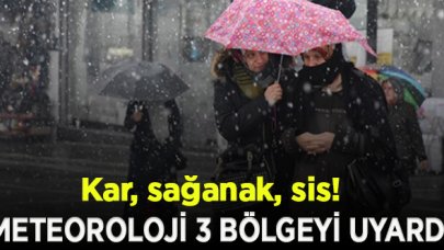 Meteoroloji 3 bölgeyi uyardı; Kar, sağanak, sis!