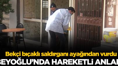 Beyoğlu'nda hareketli anlar! Bekçi bıçaklı saldırganı vurdu