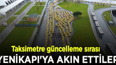 Taksimetre güncelleme sırasındaki taksiler havadan görüntülendi