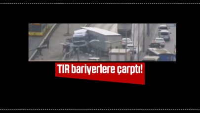 Haramidere'de TIR bariyerlere çarptı!