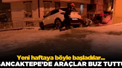 Sancaktepe'de araçlar buz tuttu