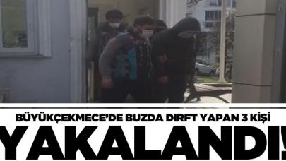 Büyükçekmece'de buzda drift yapmışlardı! Yakalandılar...