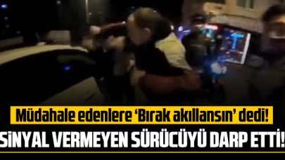 Ümraniye'de şoke eden olay! Sinyal vermeyen sürücüyü darp etti...