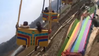 Çin’de lunapark faciası! Aniden yere çakıldılar