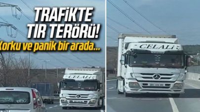 Ters yönde giden TIR trafiği tehlikeye attı!