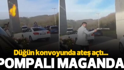 Düğün konvoyunda pompalıyla ateş açtı!