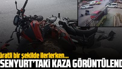 Esenyurt'taki motor kazası kamerada! Süratli bir şekilde ilerlerken...