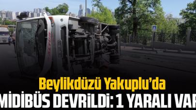 Beylikdüzü Yakuplu'da midibüs devrildi: 1 yaralı