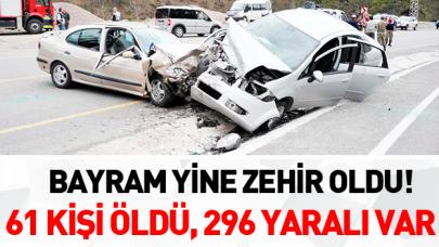 Bayram yine zehir oldu: 61 ölü 296 yaralı