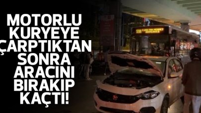 Motorlu kuryeye çarptıktan sonra aracını da bırakıp kaçtı!