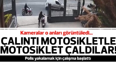 Çalıntı motosikletle motosiklet çaldılar!