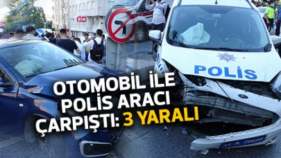 Sultangazi'de polis aracı ile otomobil kafa kafaya çarpıştı: 2'si polis, 3 yaralı