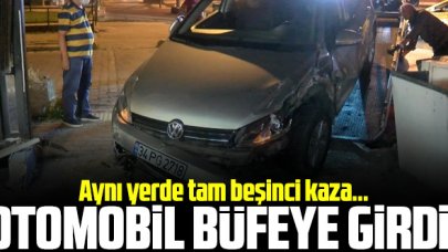 Aynı yerde beşinci kez... Otomobil büfeye girdi